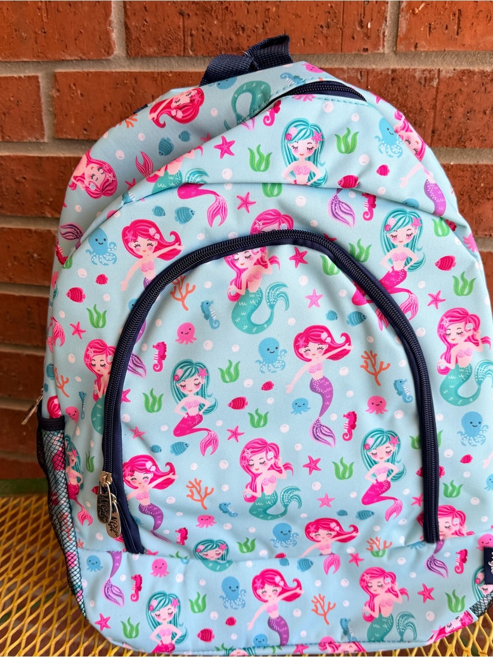 NWT Girls Baby Blue and Pink Mermaid Print School Backpack, under the sea bag